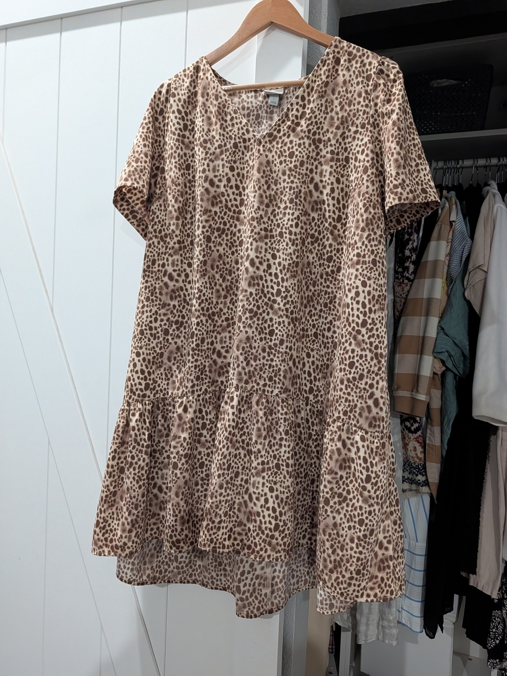 a new day Beige and Brown Leopard Print Midi Dress